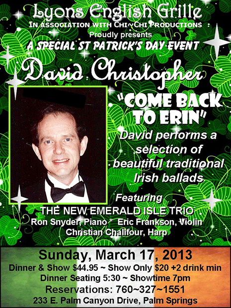 Irish Tenor David Christopher Sings St.Patrick Day