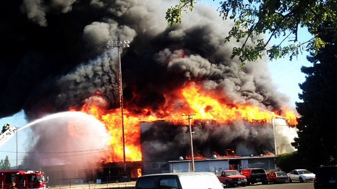 Historic stadium engulfed in flames in Oregon