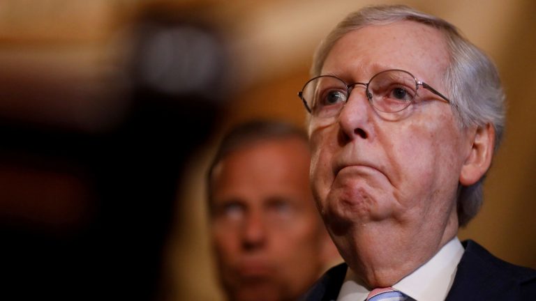 Protesters threaten to stab Mitch McConnell outside his home